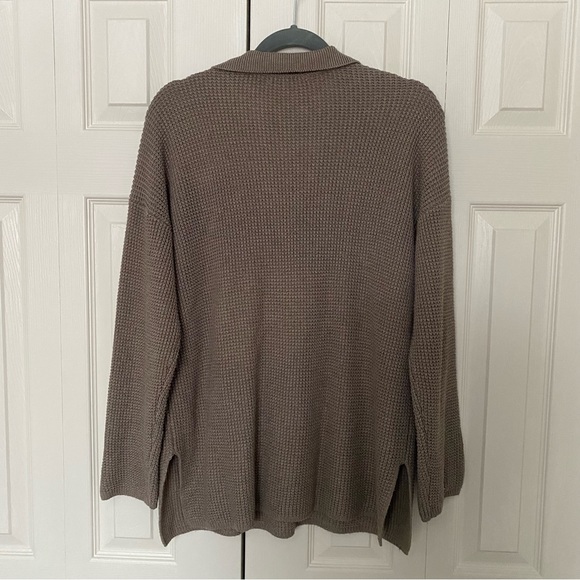 Wool Blend Knit Polo Sweater Women Long Sleeve V Neck Top With Collar - Picture 3 of 9